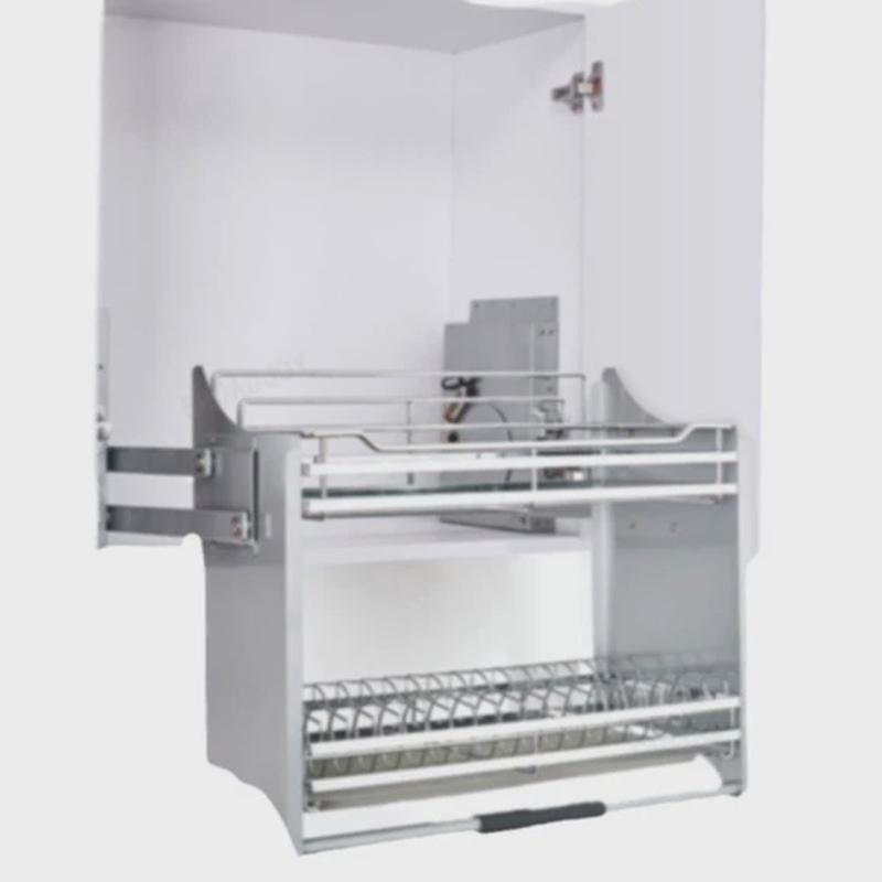 厨房吊柜升e降拉篮高柜橱柜可下拉式碗碟置物架碗篮不锈钢自动回