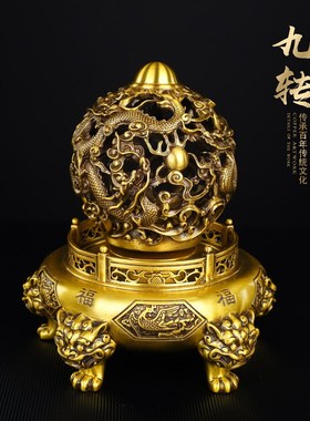 纯铜九转干 干坤鼎摆件时来运转家x居玄关办公室装饰品摆设开