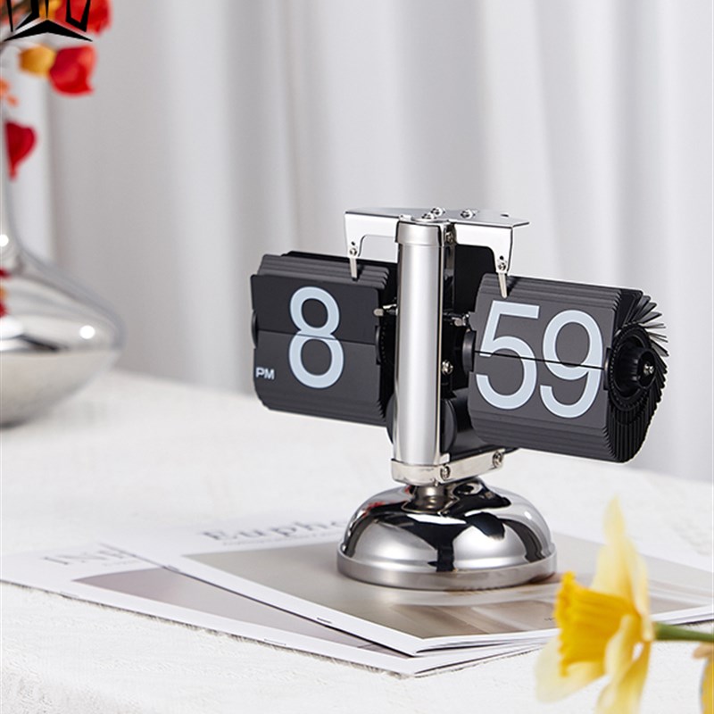 Bfs无障碍豪华创意自动翻页时钟翻转C时钟复古客厅简单的家庭桌面