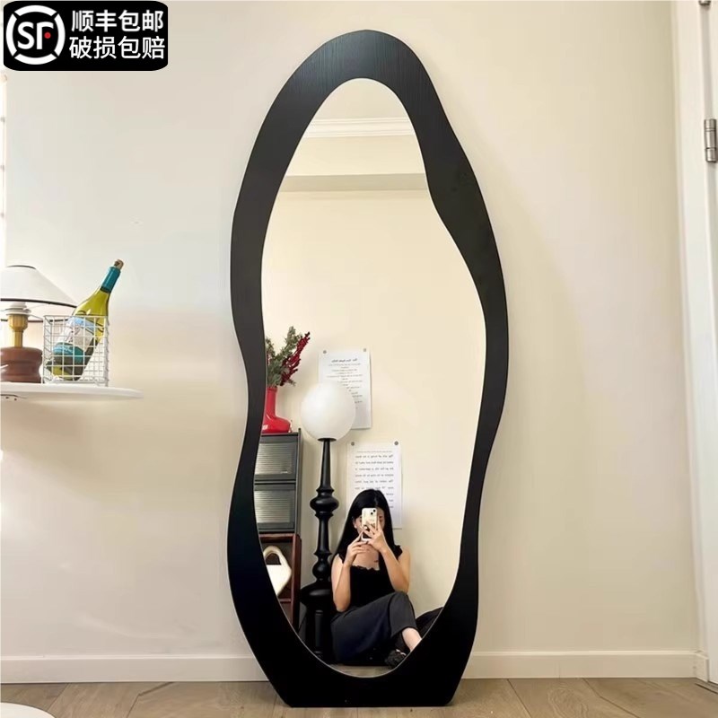 中古全身镜家用落地镜网红异型镜D壁挂高级感穿衣镜卧室试衣镜子