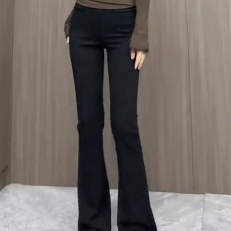黑色裤子女2025新款夏季垂感高腰微喇裤女休闲西裤弹力显瘦喇叭裤
