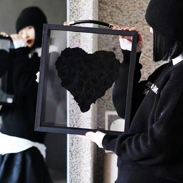 透明包装盒鲜花七夕花束黑色空盒插花材料玫瑰亚克力礼盒玫瑰花盒