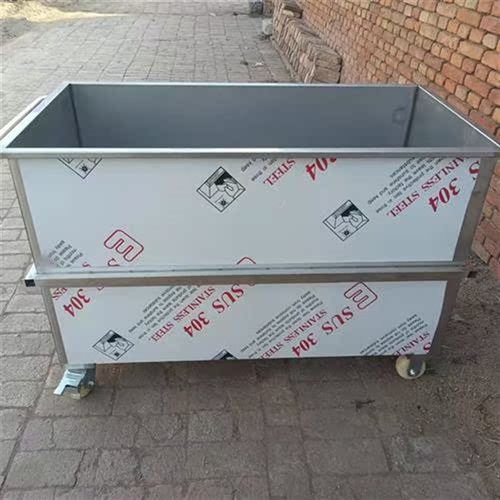 定制移动式不锈钢水箱方形工业食用移物池手推车浸泡池卤.煮桶304