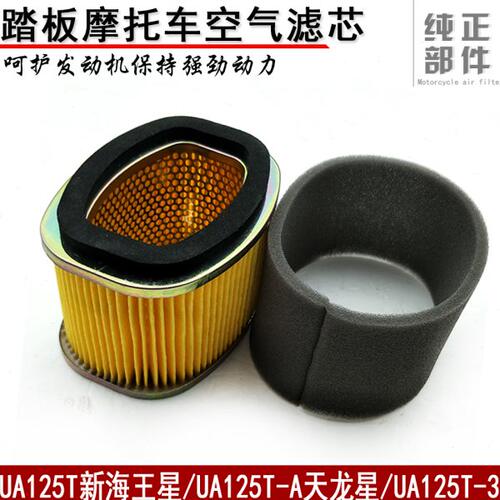 适用铃木踏板摩托车国三新海王星UA125T-A/3天龙星空气滤芯滤清器