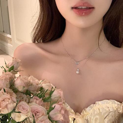 srrmhyn韩剧女主 双层珍珠项链轻奢小众颈链女生夏季配饰