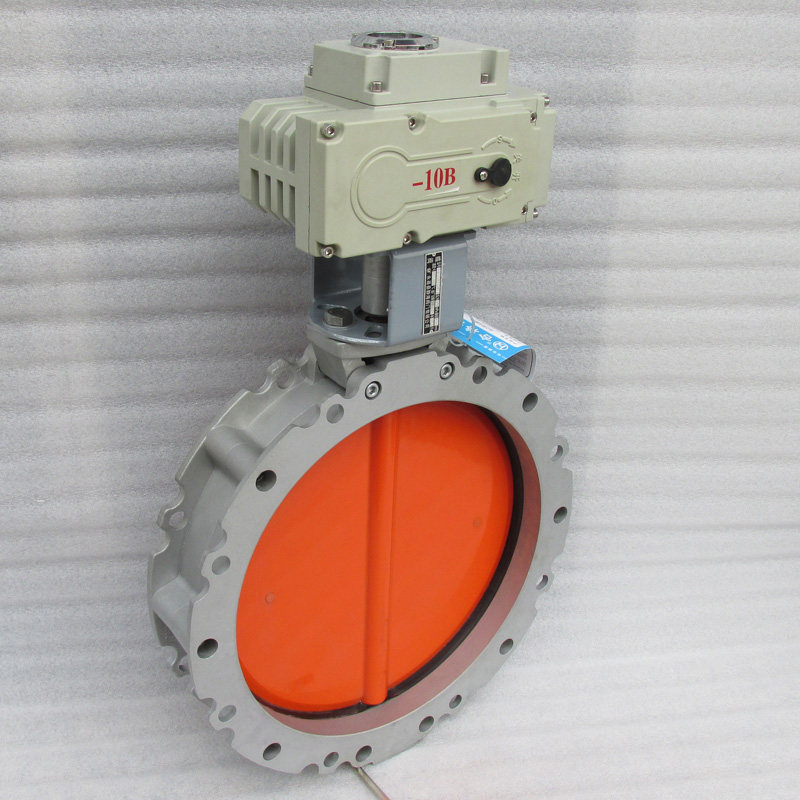 静海电动粉尘蝶阀v2fsr双法兰D100-600铝合金粉体水泥通风碟阀