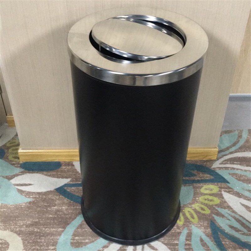不锈钢垃圾桶包邮商场酒店果皮箱大堂圆筒方形R翻盖立式垃圾箱户