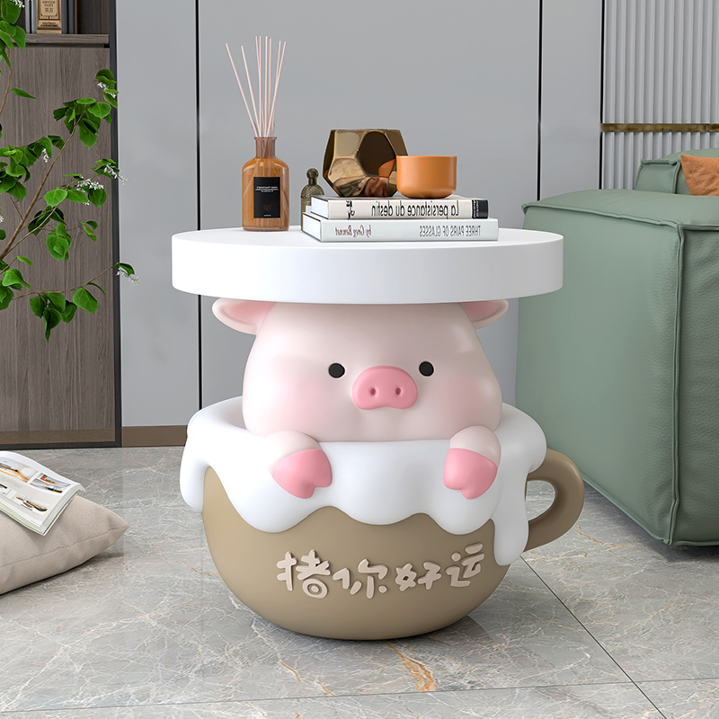 卡通猪牀头落地摆件客厅沙发旁茶几边几家居饰Q品搬家乔迁新居礼