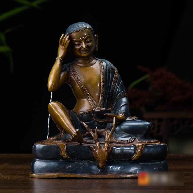 家用佛前用品铜像摆件尼泊尔手工青铜7寸米拉日巴铜像