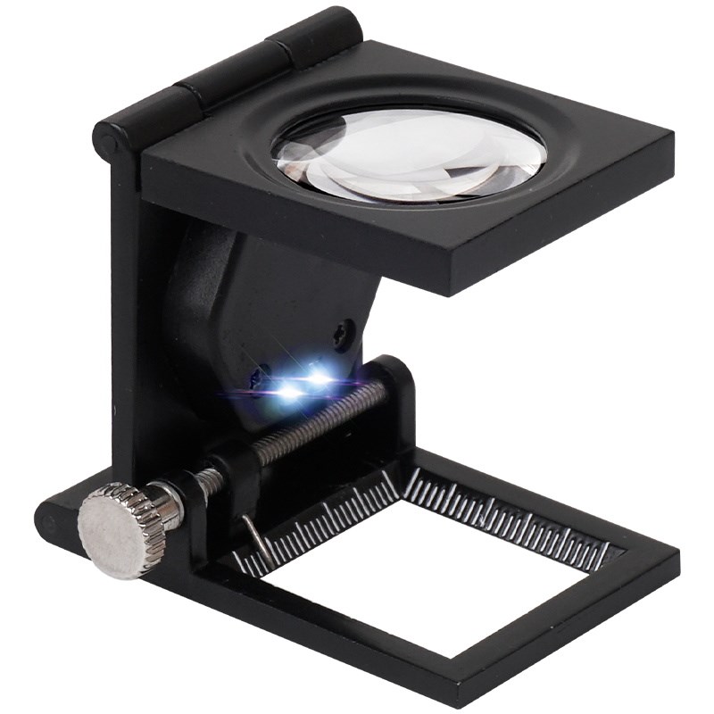 10倍折叠放大镜带m灯刻清看纺织照布面料机型随身便携带式迷你