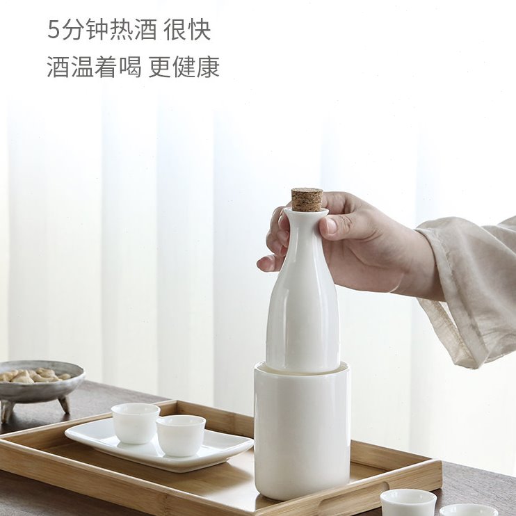 羊脂玉白瓷温酒器家用烫酒老式怀旧热酒器中国风复古暖黄酒温酒壶