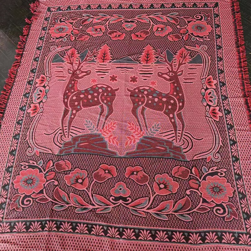 老式线毯针织毯床单盖毯毛巾毯防滑通用民族老式怀V旧老人床单耐