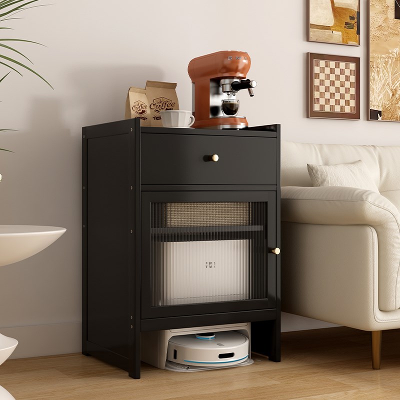客厅储物柜置物架家用靠墙一体扫地机器人M柜抽屉轻奢沙发边柜子