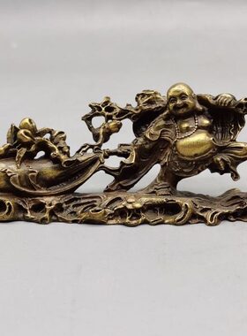 包邮纯铜弥勒佛摆件黄铜布袋和尚福满乾坤大肚笑佛客厅招财工艺品