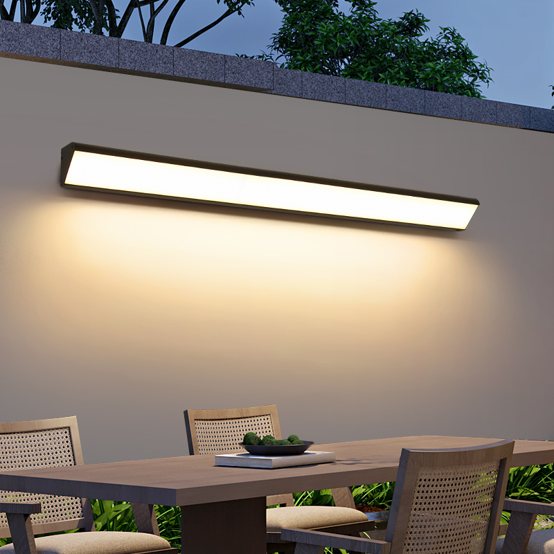 太阳能简约门头灯室外过道车库阳台灯F横装长条壁灯感应防水入户