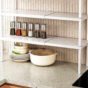 厨房转角台面置物架伸缩延伸板隔板桌面微波炉分层隔断工作操作台