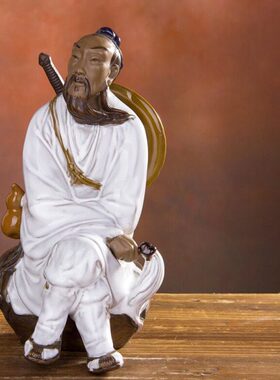 特价石湾公仔陶瓷户外庭院绿装园艺盆景工艺摆件客厅书房吕洞宾