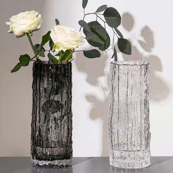 北欧轻奢简约玻璃花瓶透明水养鲜花富贵竹百合客厅餐桌插花瓶摆件