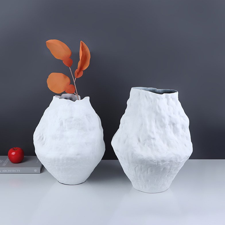 现代新中式白色陶瓷花瓶家居客厅玄关卧室干花插花器软装饰品摆设