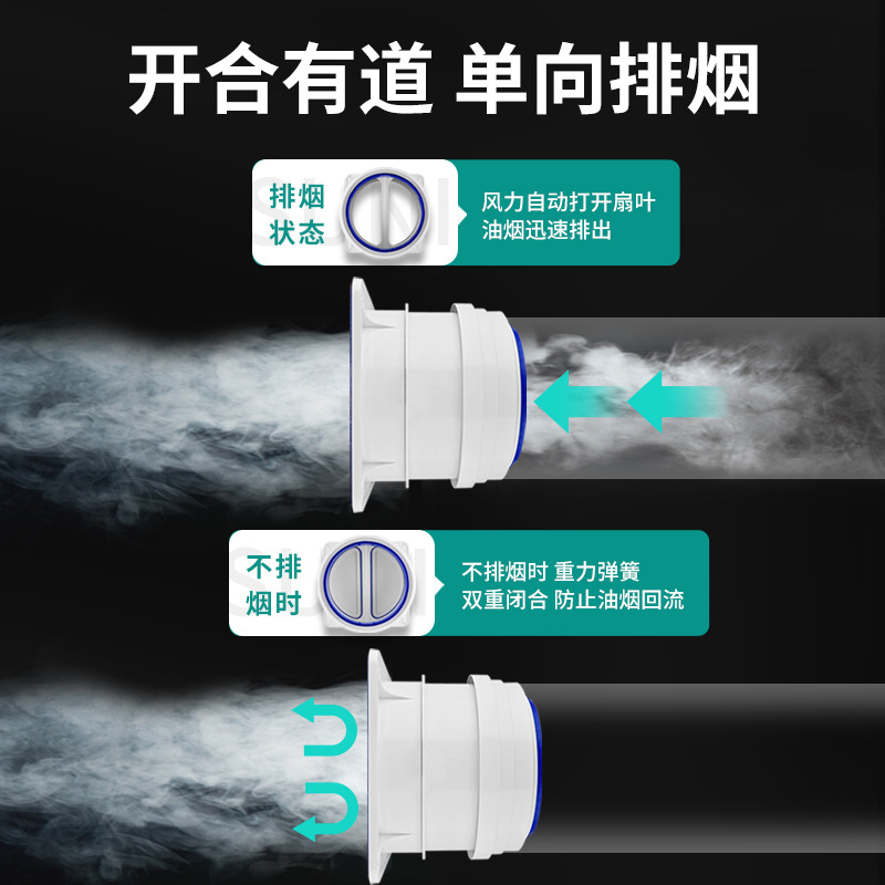 厨房止逆阀烟道专用抽油烟机排烟风管变径L止回阀防烟宝单向止烟