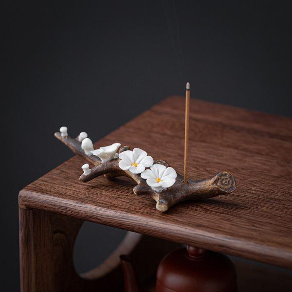 辉道 创意线香插捏花手工茶宠陶瓷手作腊梅枝笔搁梅花摆件装饰品,家居饰品,香薰炉,淘宝优惠券,粉丝福利购,淘宝优惠卷