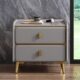 意式 床边柜简约现代轻奢收纳储物柜主卧室高端奢华床头柜皮质灰色
