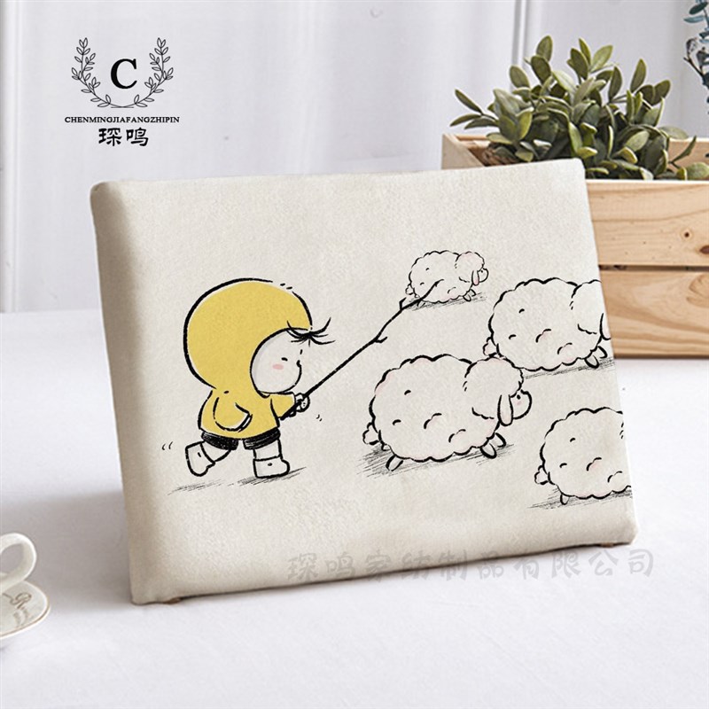 小女孩可爱励志插画坐垫办公w室久坐椅垫学生凳子餐椅记忆海绵座