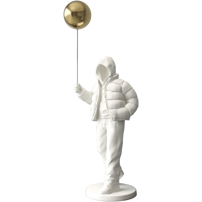 创意人物拿气球摆件轻奢客厅电视柜E酒柜家居装饰品办公室工艺品