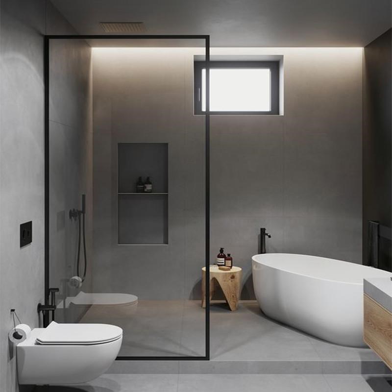 网红卫生间干湿分离浴室极窄边框钢化玻璃屏O风不锈钢淋浴房半隔