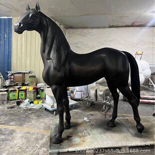 玻璃钢雕塑仿真大型卡通雕塑户外仿铜骏马动物模型摆件马年吉祥物