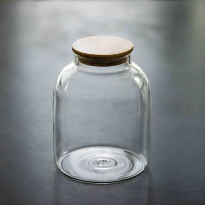 家用密封储物罐大号竹盖玻璃茶叶罐红茶老白茶储存V罐陈皮收纳罐