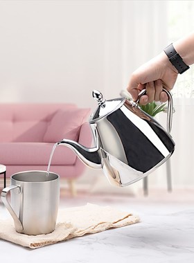 加厚304e不锈钢茶壶泡茶壶 不锈钢餐厅茶水壶家用过滤网电磁炉茶