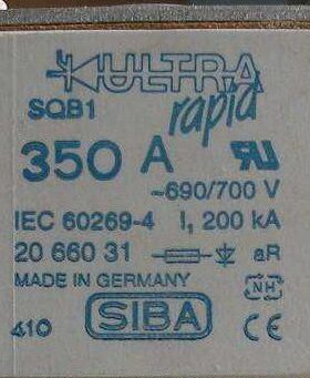 西霸siba风电用保险 快速熔断器2066031 2066132 SQB1/350A 690V