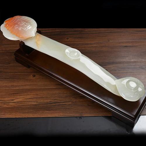 星星点灯特大号玉如意摆件客厅电视柜玄关玉石装饰品开业乔迁礼品