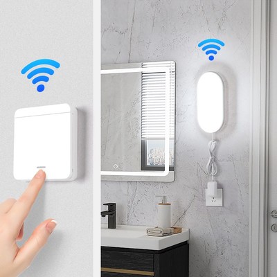 插电壁灯无线面板开关厨房厕所卫生间免安O装插座式直插式免接线
