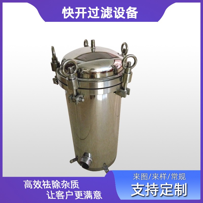 深圳304不锈钢保安固液分离过滤器20寸5芯快开法兰水处理过滤设备