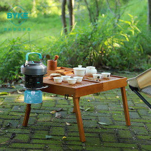 百科BYKE雅逸旅行茶具便携户外陶瓷茶具套装燃气炉烧水壶户外茶台