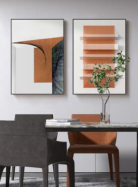 旋律现代简约橙色客厅装饰画抽象线条沙发背景挂画极简艺术壁画