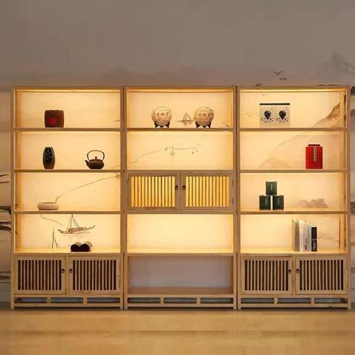 中式实木博古架茶叶茶具货架隔断组合多宝阁展示柜简约置物架现代
