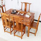 实木茶桌 家具茶桌椅组合功夫茶桌茶几南榆木茶艺茶台 仿古中式