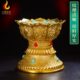 莲花八吉祥西藏转筒底托手摇转轮底座铜制雕花家居桌面小摆件