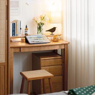 二黑木作 北北小书桌 小户型北欧实木办公桌写字桌梳妆台日式阅读