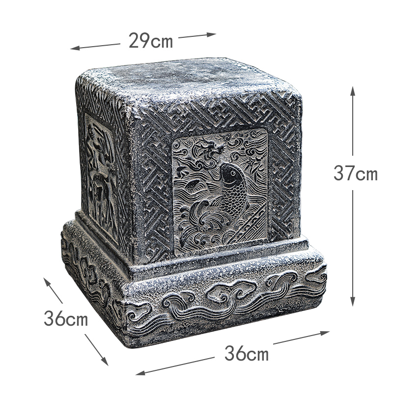 室内户外小院大门口装饰摆件中式庭院人造石鼓Q门墩坐墩仿石凳底