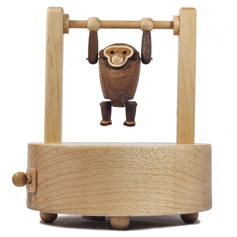 台湾音乐盒八音盒大猩猩单杠圣z诞节有趣生日礼物森活木质创意情