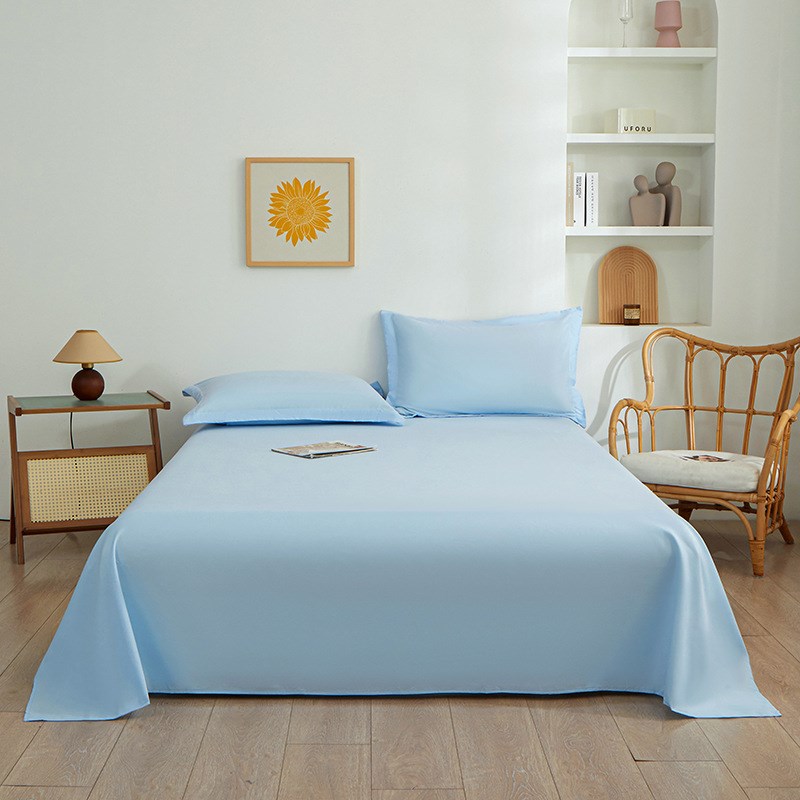 日式单件纯色水洗棉单品床单学生宿F舍简约素色单人被单三件套