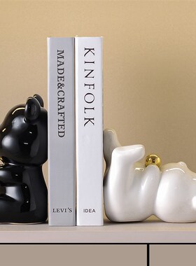 佳感暴力熊小熊仿真书摆件轻奢客厅电视柜办公室家居高级感装饰品