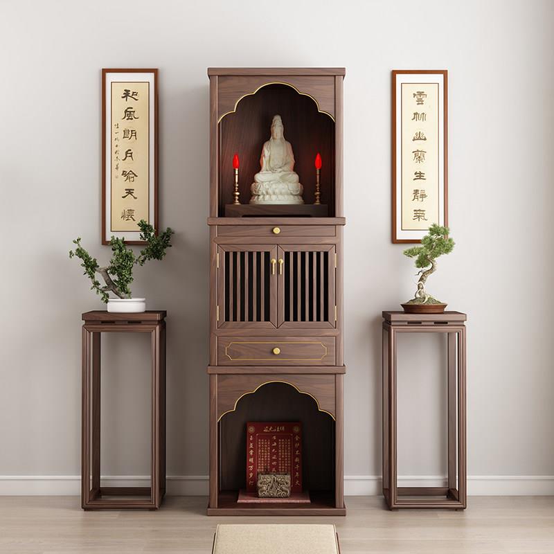 实木三层佛龛立柜新中式家用神龛客厅佛堂佛台观音财神橱柜香案柜
