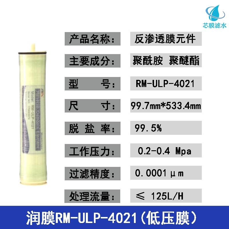 润膜4040反渗透RmO膜水处理商用工业纯水机滤芯直饮水高低压膜ULP