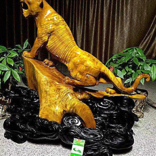 金丝楠木雕小叶桢楠老虎摆件乌木动物工艺人物阴沉木根雕