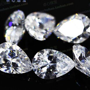尖底立体水滴形CZ微镶嵌碎钻裸石 梨形白色透明锆石戒面
